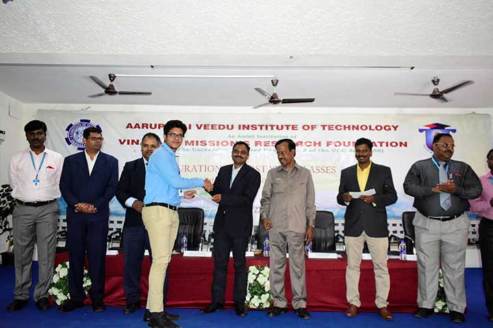 First year student awarded for merit in the  AVIT freshers day celebration
